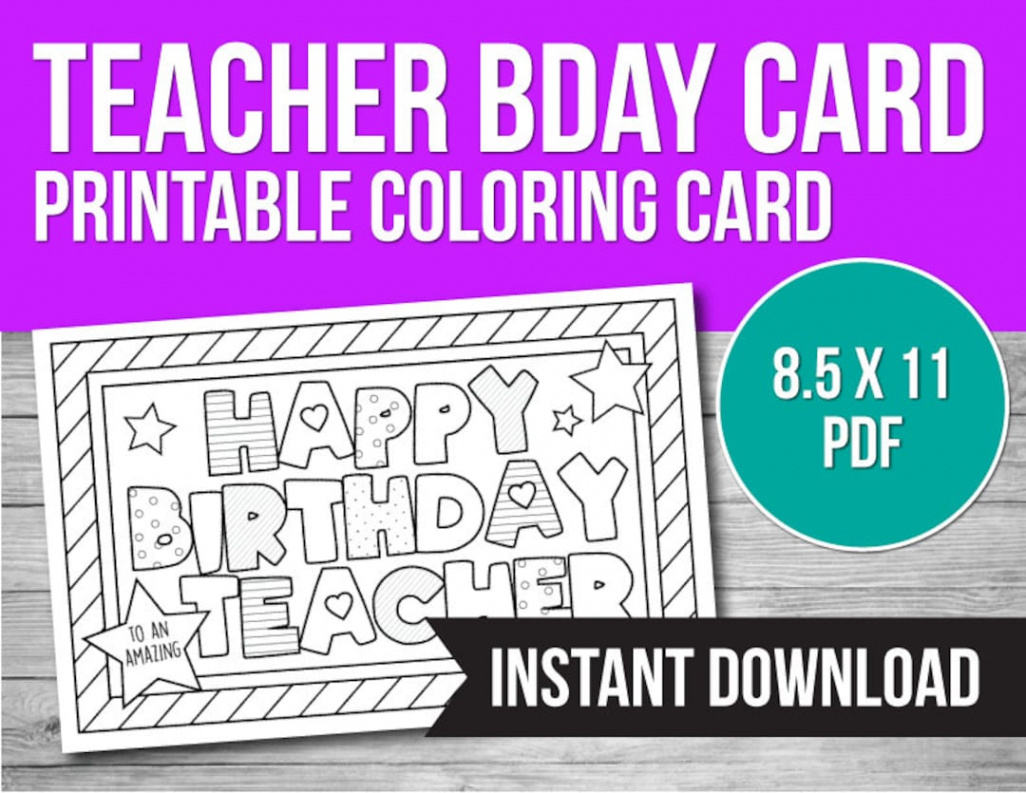 Happy Birthday Teacher Coloring Card Printable Activity Card - Etsy UK