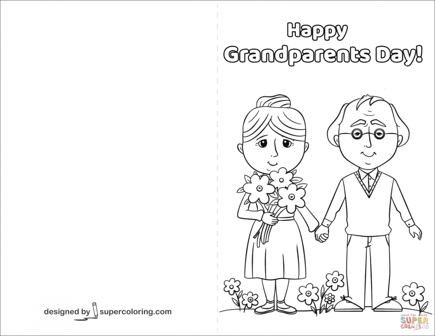 Happy Grandparents Day Card coloring page  Free Printable