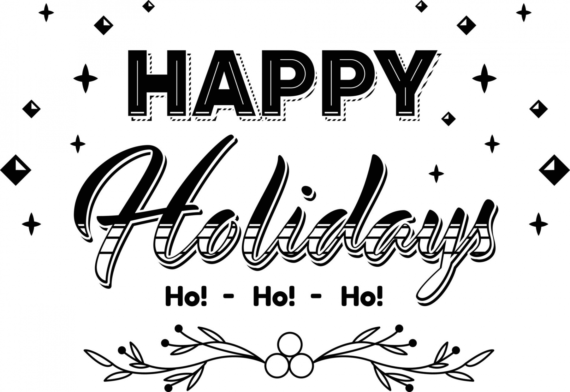 Happy Holidays Christmas Sign Printable Stencil  Vector