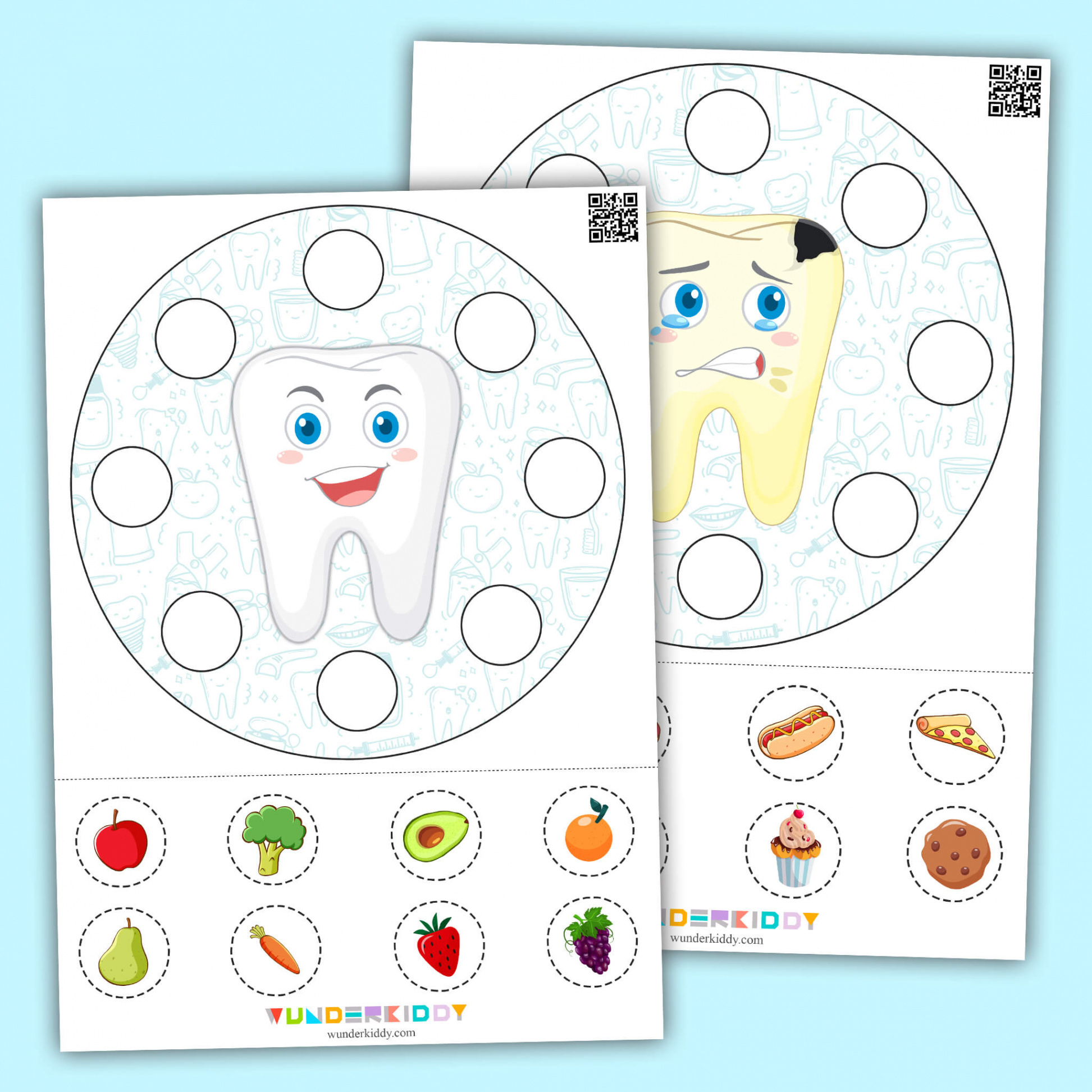 Healthy Teeth Clothespin Sorting Activity for Preschool