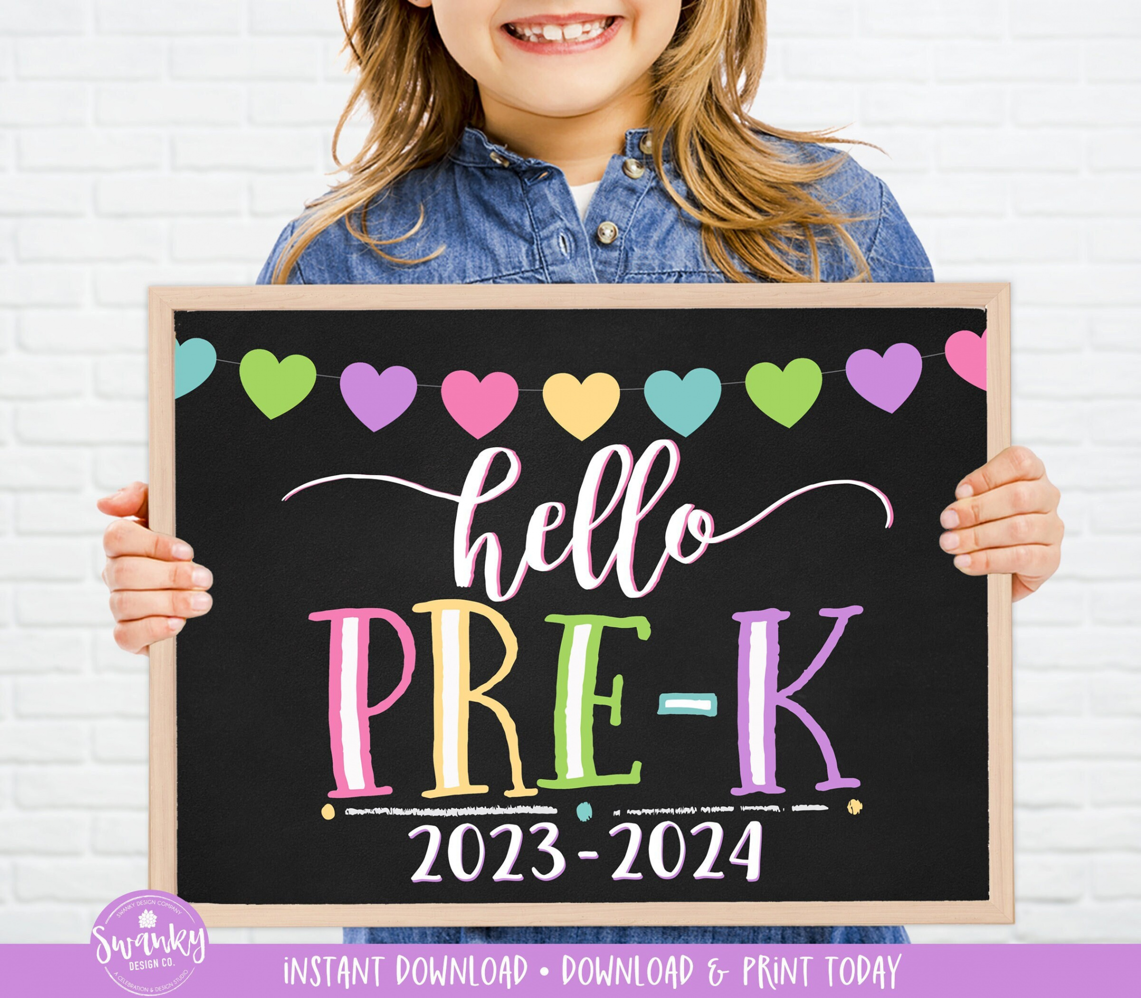 Hello Pre-k Sign Printable First Day of Pre-k Back to School - Etsy