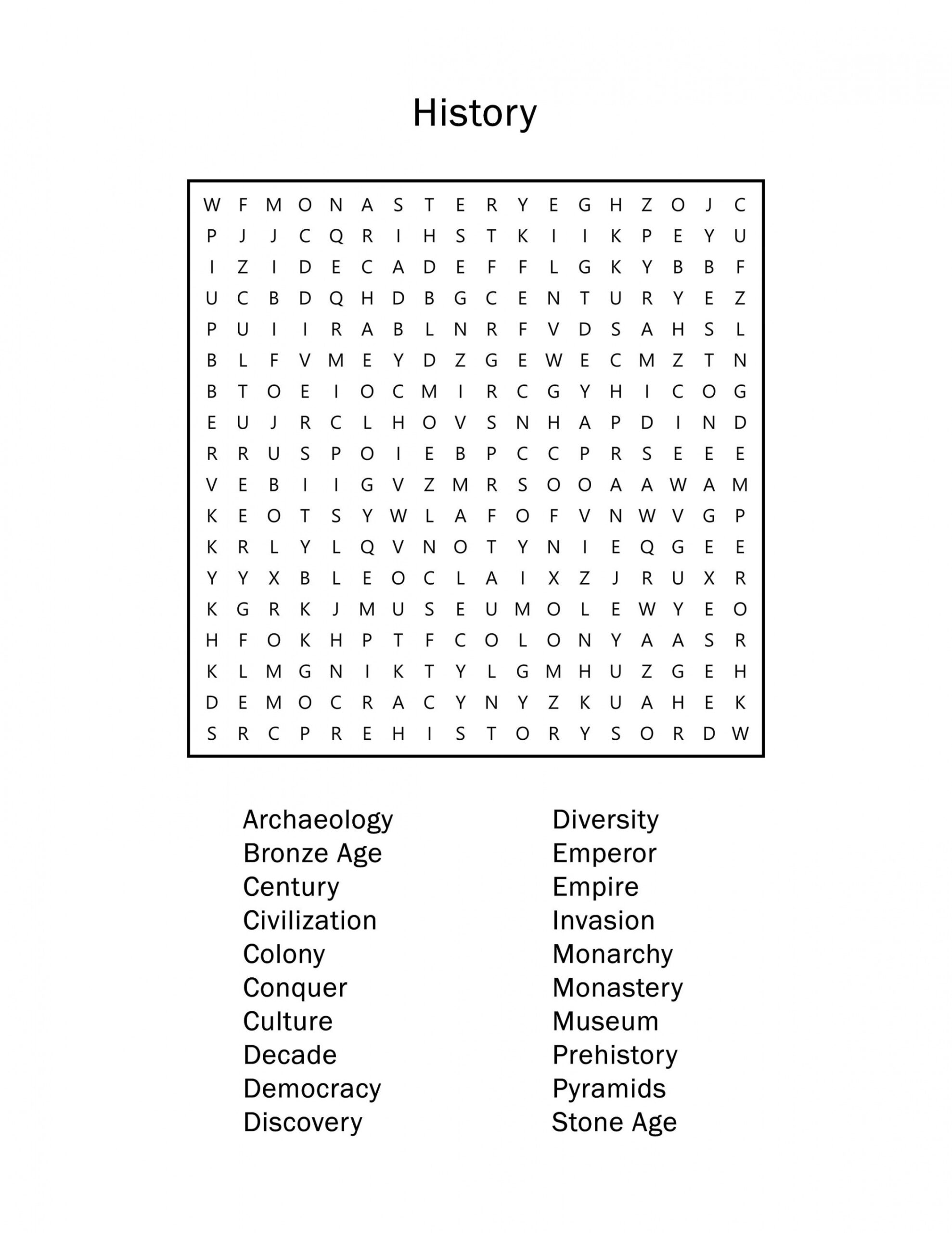 History Word Search Puzzle - Etsy