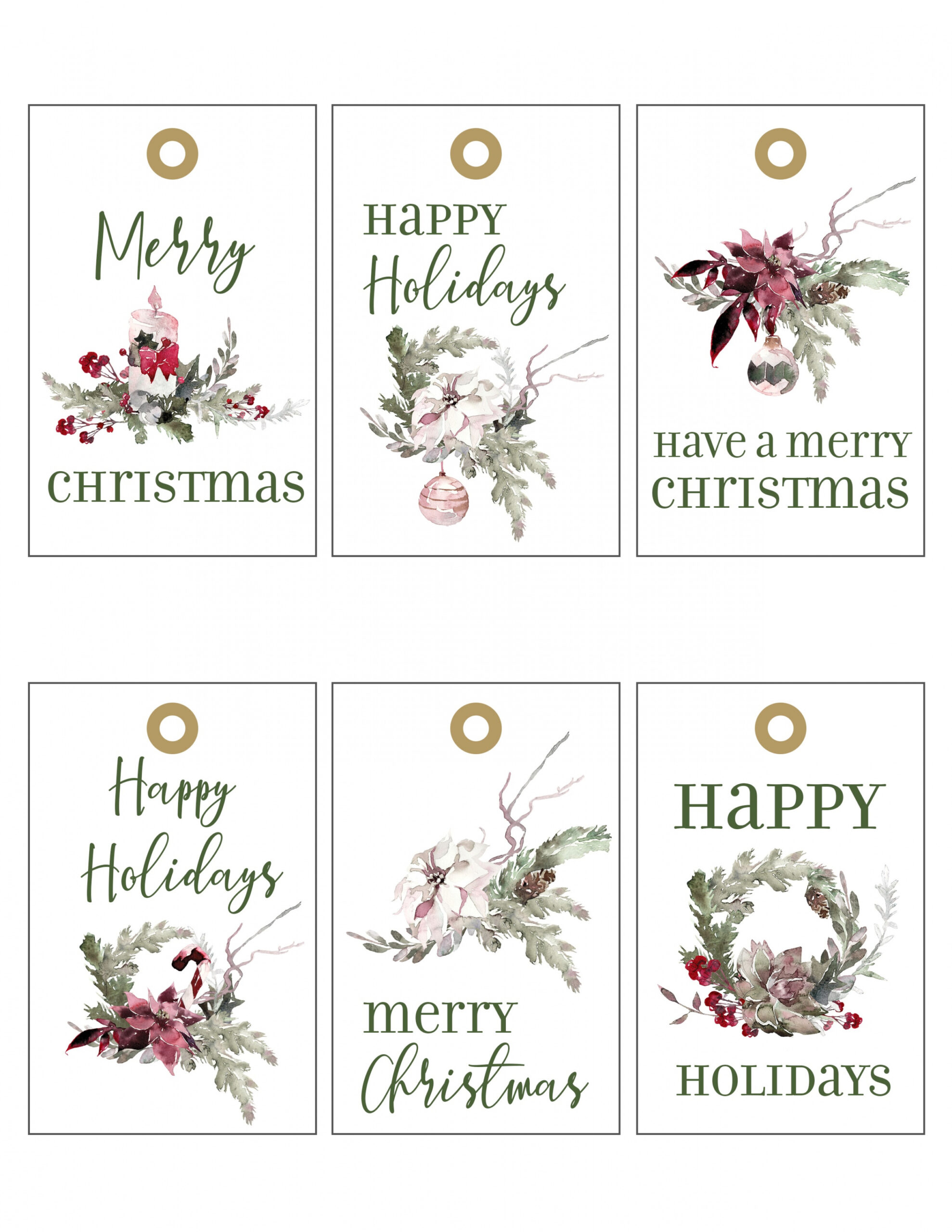 Holiday DIY: Christmas Gift Tag Printables - Set of Six