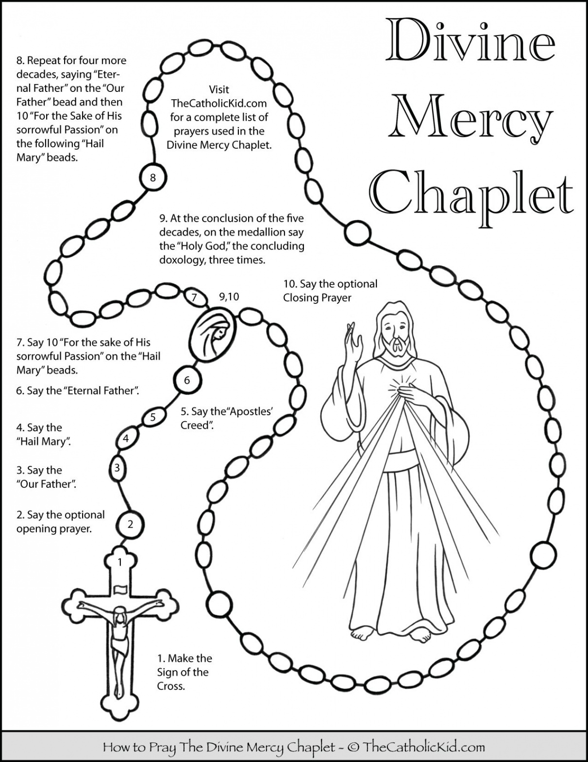 How to Pray the Divine Mercy Chaplet - Kids Coloring Page -