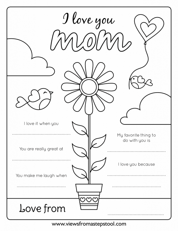 I Love You Mom Coloring Page for Kids - Views From a Step Stool