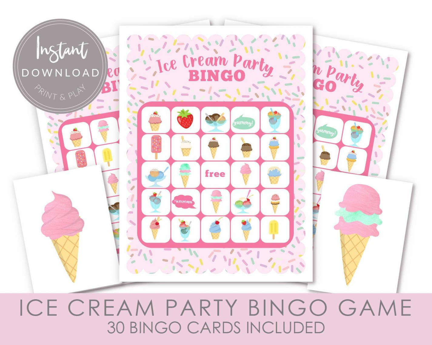 Ice Cream Bingo Game Ice Cream Party Game Printable Bingo - Etsy