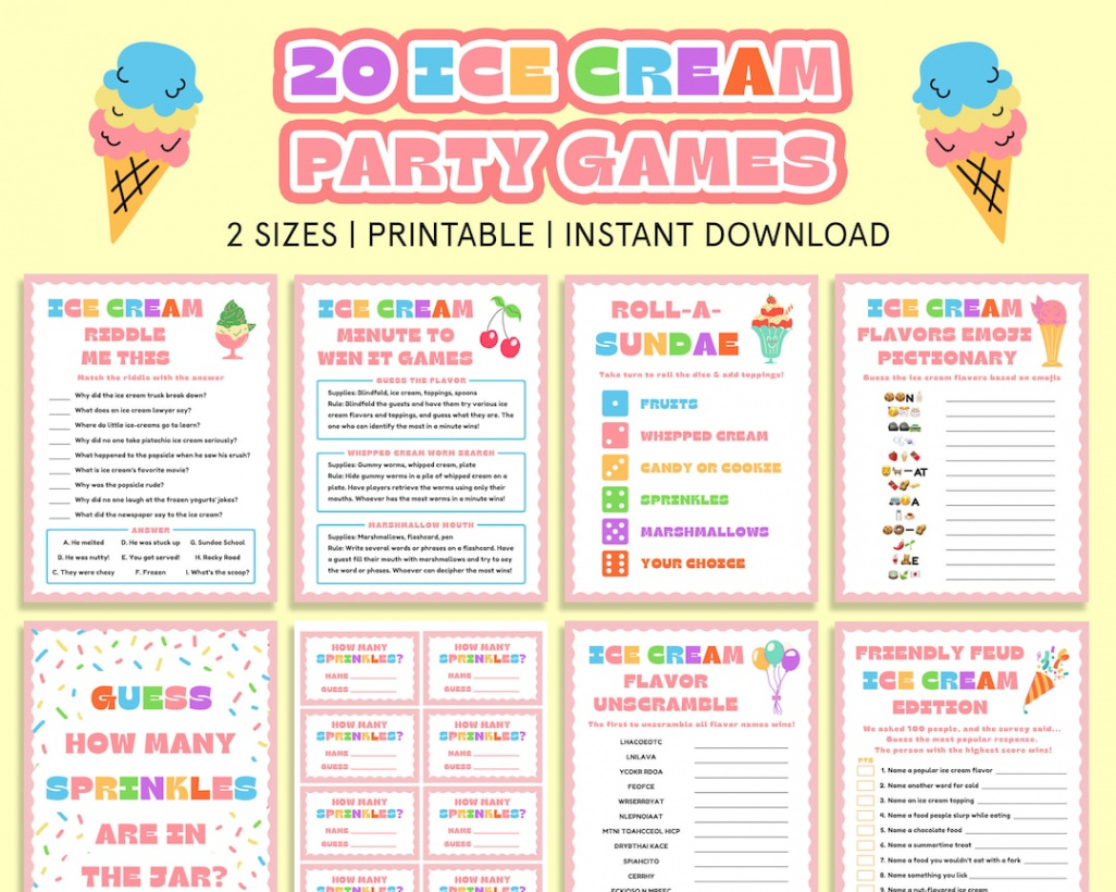 Ice Cream Party Game Bundle What