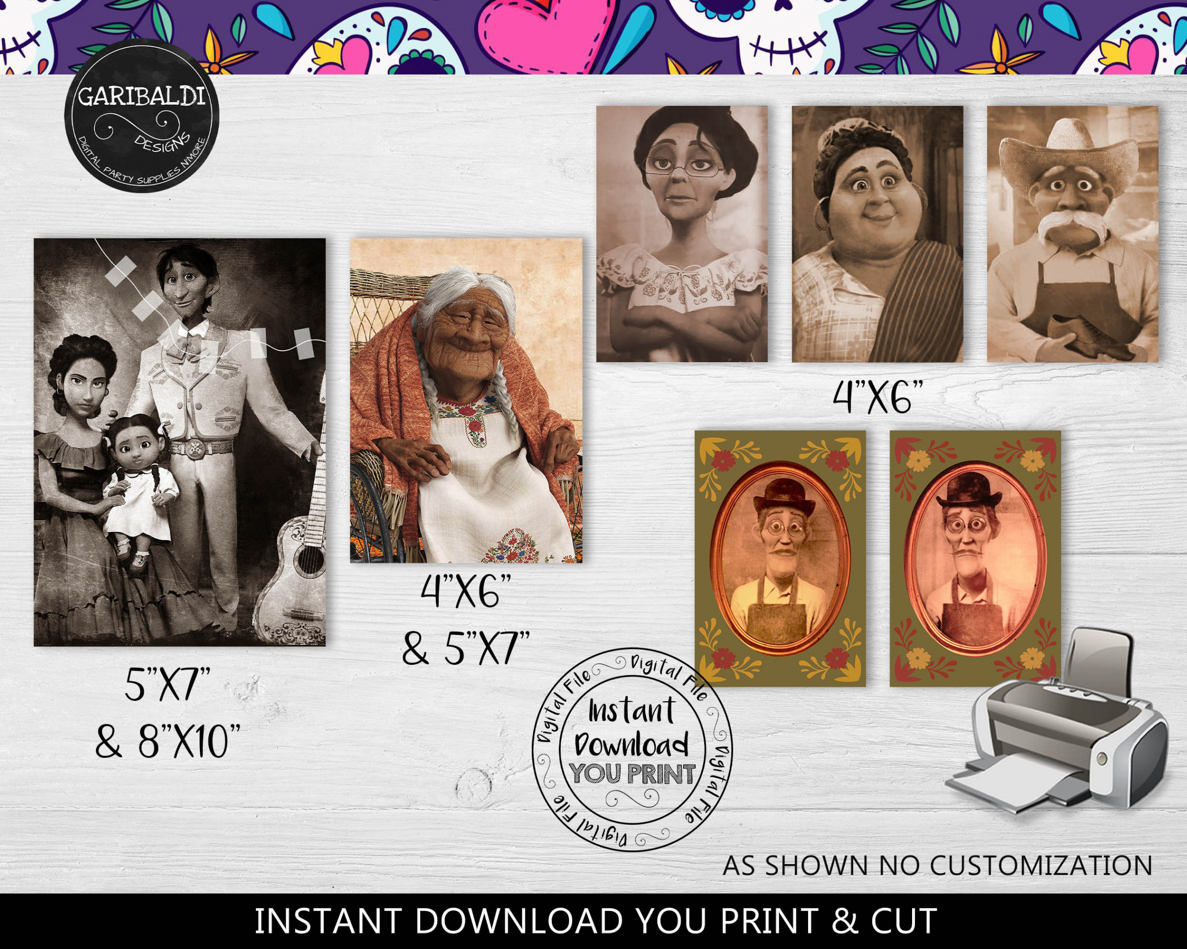 Instant download Coco Altar Character Photos Printable Ofrenda Pictures Day  of the dead Coco Altar Character Photos Altar de Muertos Photos