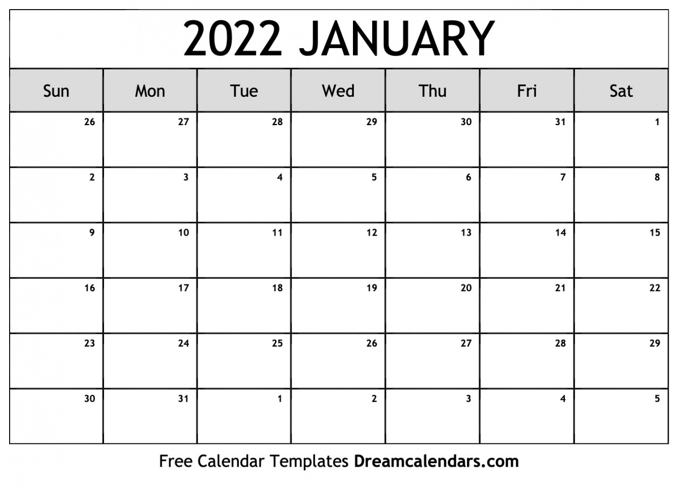 January  calendar  Free blank printable with holidays