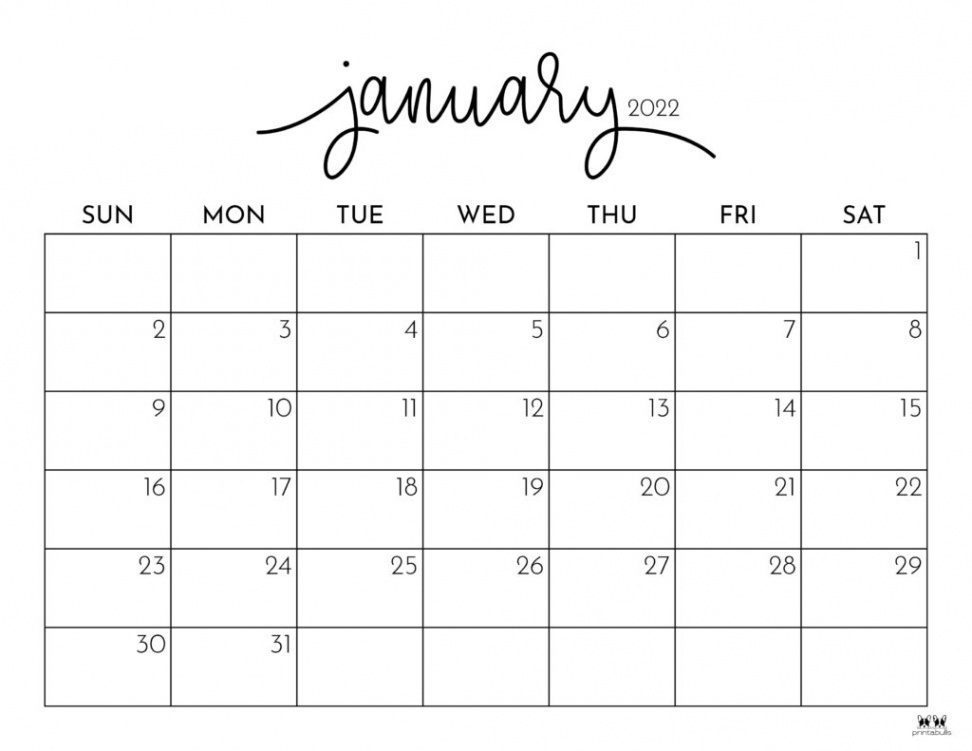 January  Calendars -  FREE Printables  Printabulls