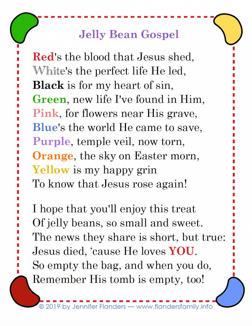 Jelly Bean Gospel (Free Printable) - Flanders Family Home Life