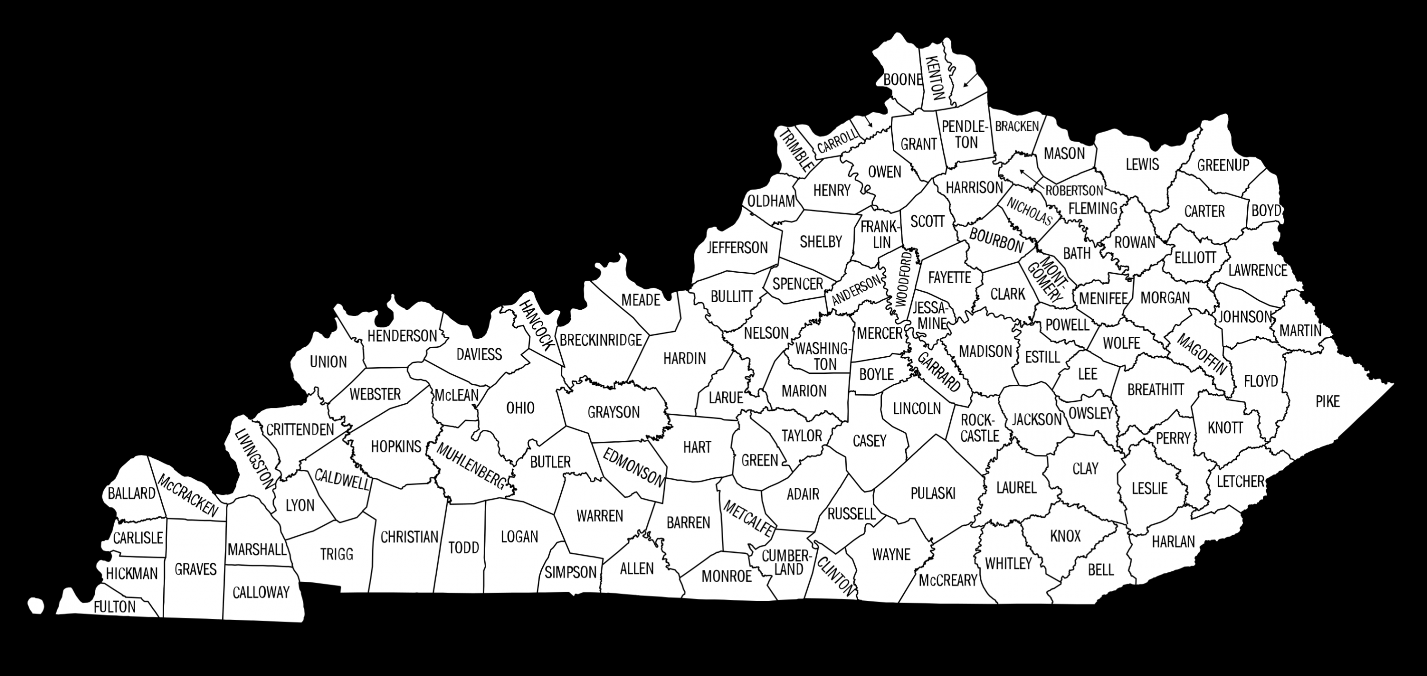 Kentucky County Map (Printable State Map with County Lines) – DIY