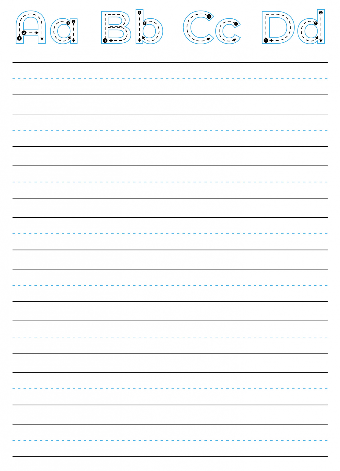 Kindergarten Lined Paper Free Google Docs Template - gdoc