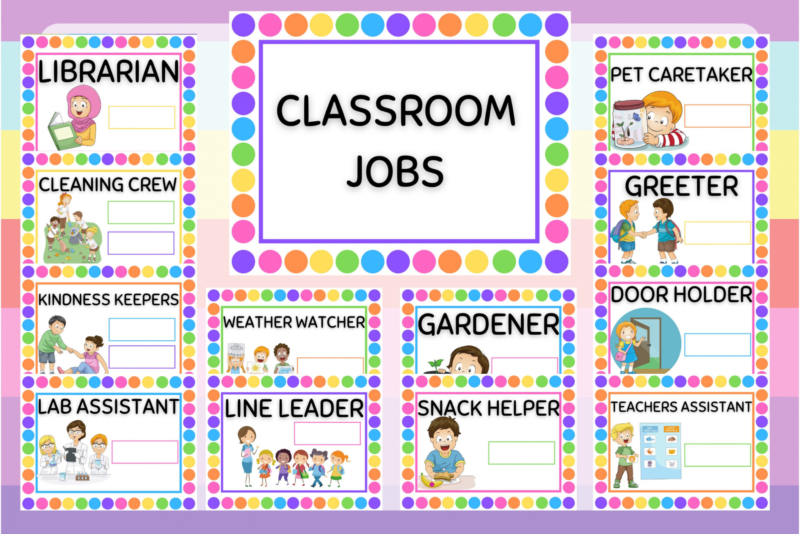 Klassenzimmer Job Chart  Für die Kita, die Kita, die Vorschule oder das  Klassenzimmer  Sofortiger Download und Druck von Ihrem Computer zu Hause