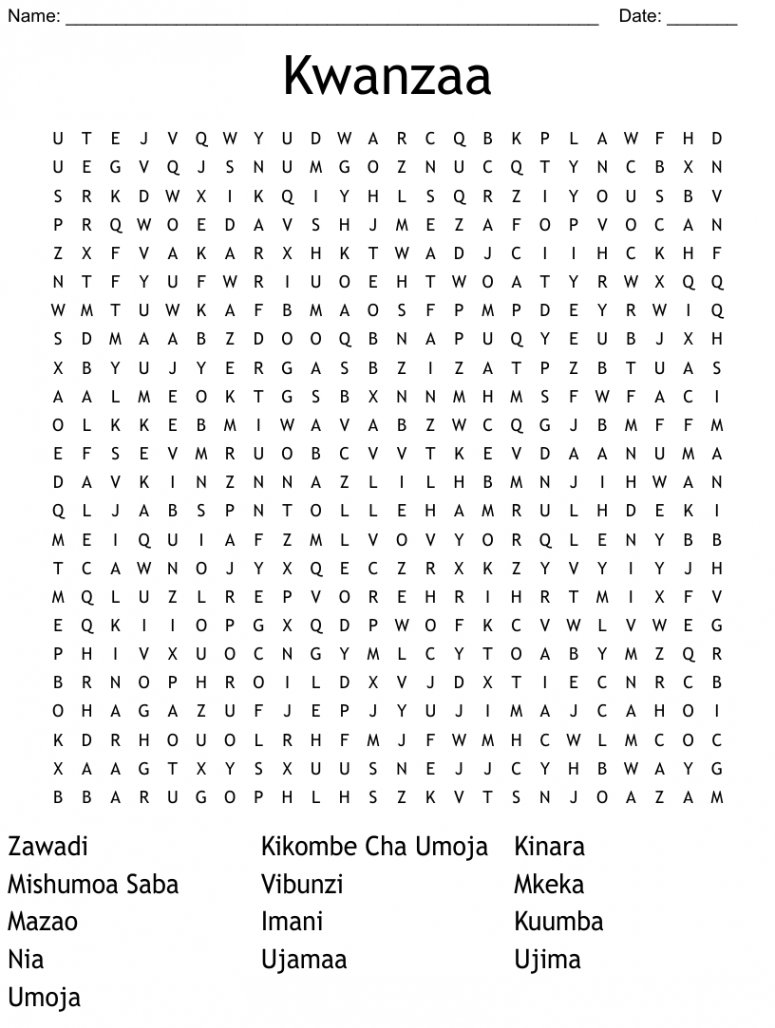 Kwanzaa Word Search - WordMint