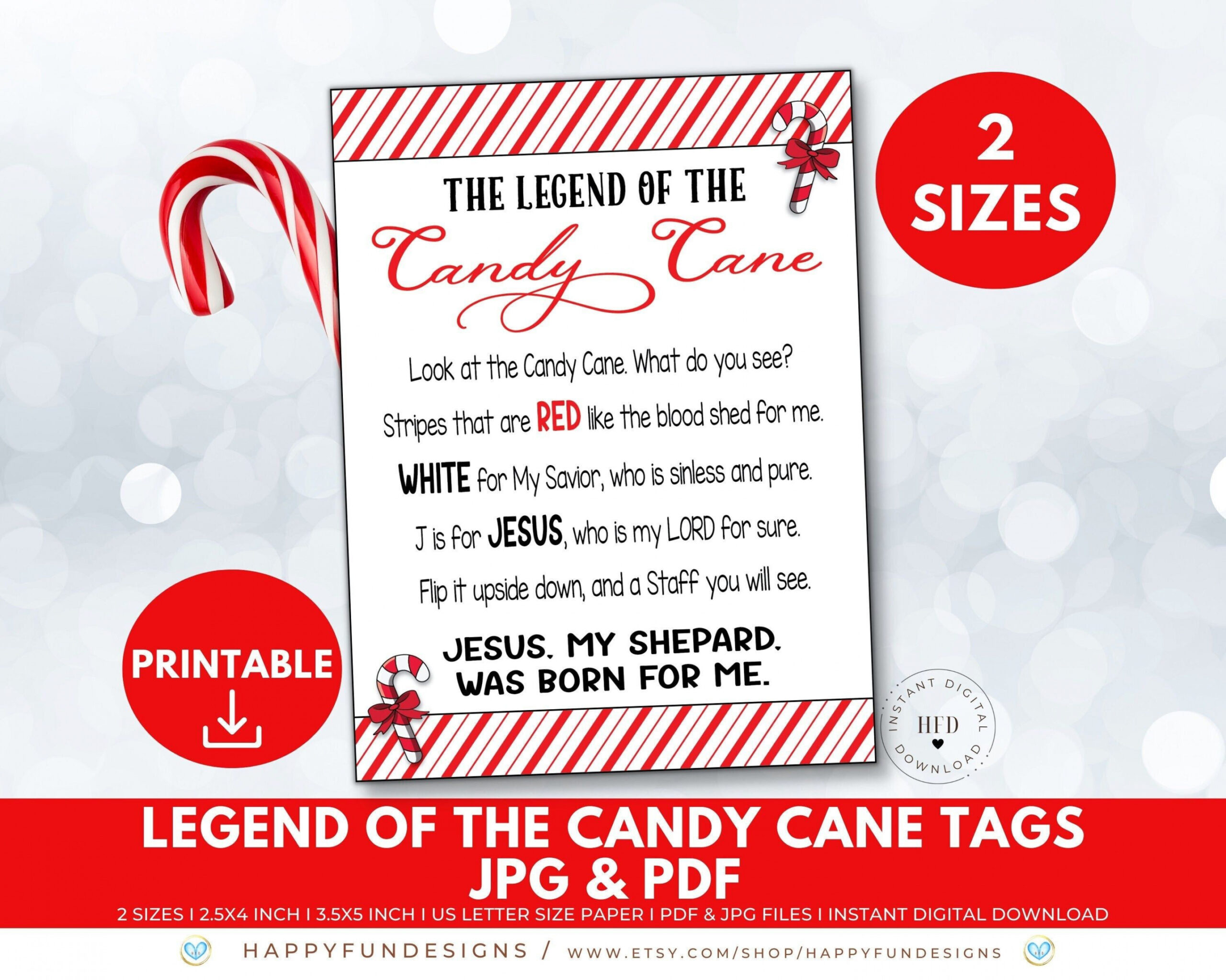 Legend of the Candy Cane Tag Printable Candy Cane Poem Candy