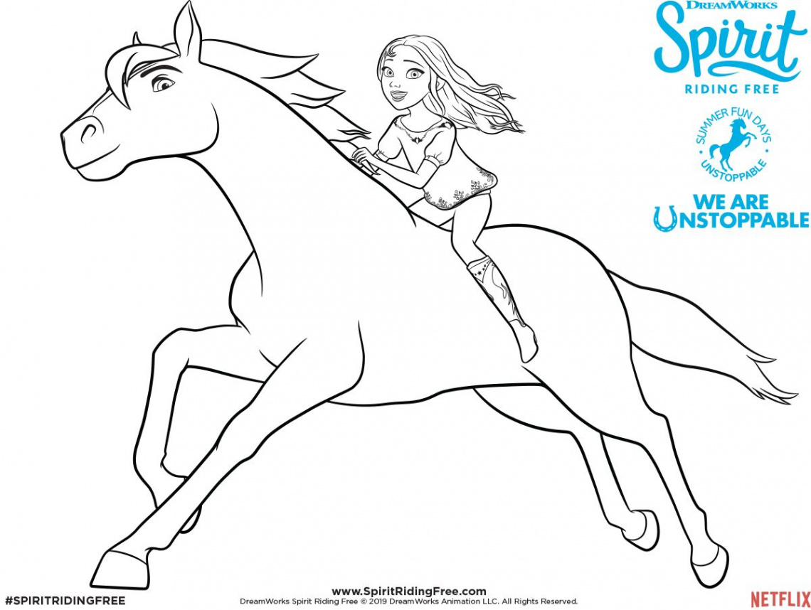 Lucky & Spirit Coloring Page  SPIRIT RIDING FREE  Horse coloring