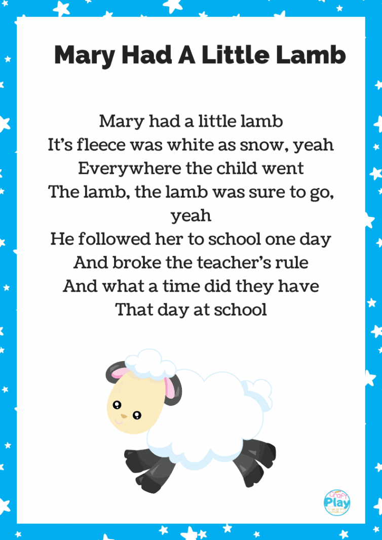 Mary Had A Little Lamb Activities And Lyrics For Kids - Craft Play