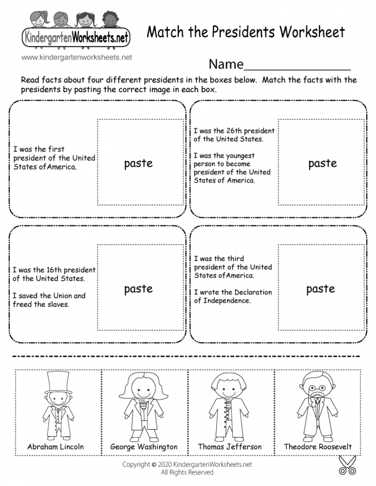 Match the Presidents Worksheet - Free Printable, Digital, & PDF