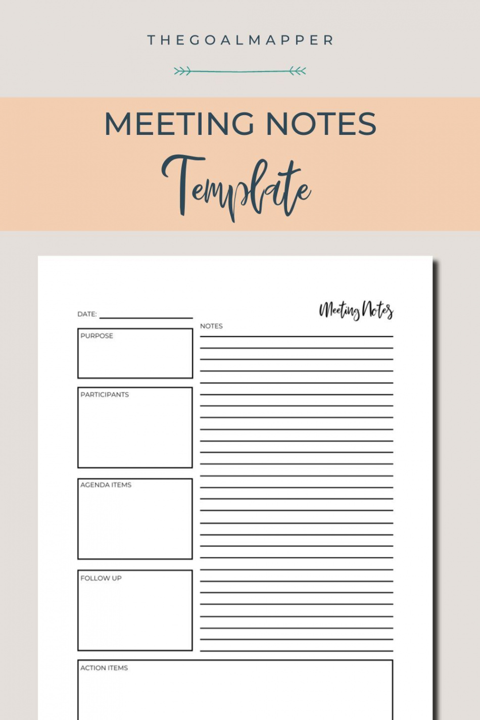 Meeting Notes Template Agenda Template Meeting Printable - Etsy