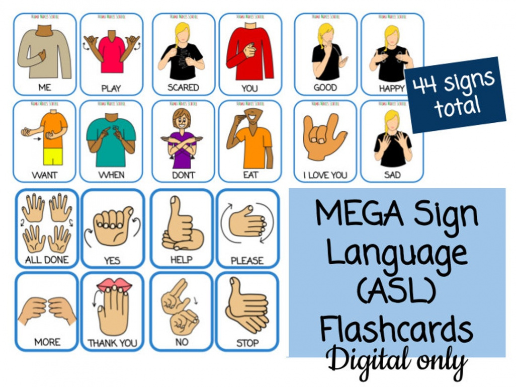 Mega Sign Language asl Flashcards Digital Signing Preschool - Etsy