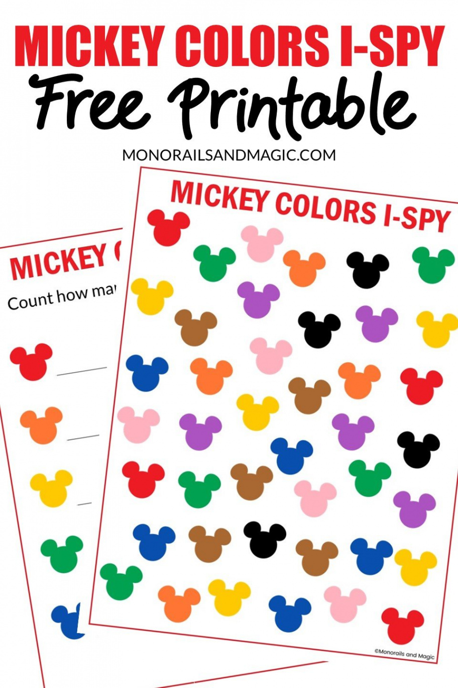 Mickey Colors I-Spy Free Printable Activity - Monorails and Magic