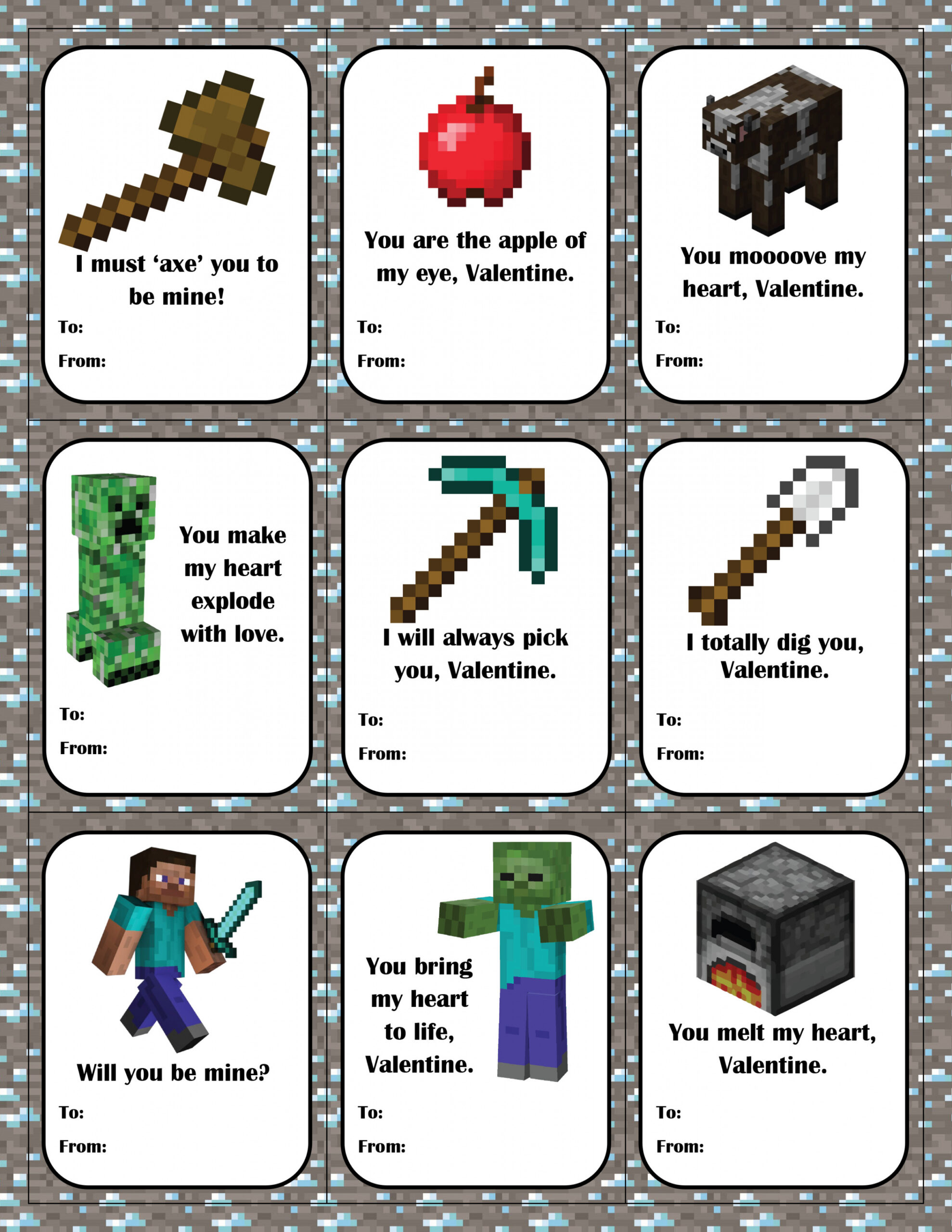 Minecraft Printable Valentine