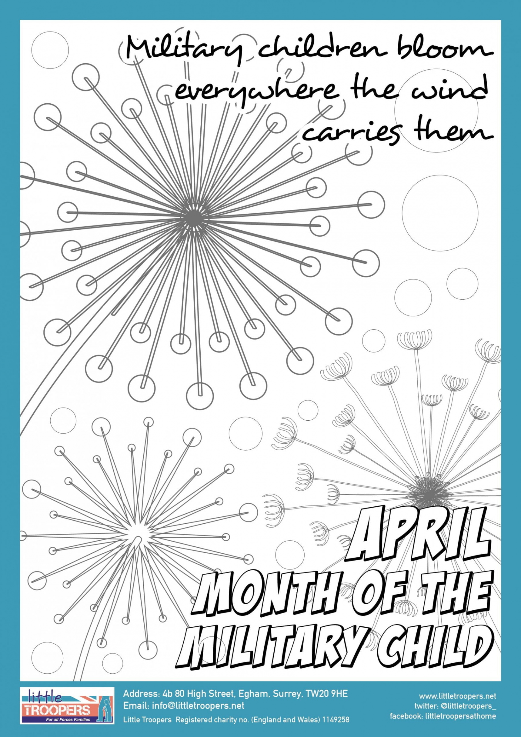 Month of the Military Child - Dandelion Colouring in - Little Troopers