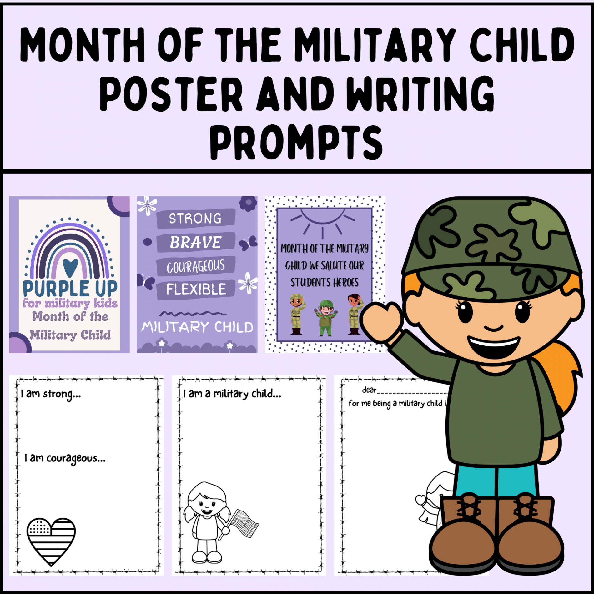 Month of the Military Child Writing Prompts and Posters  Made By