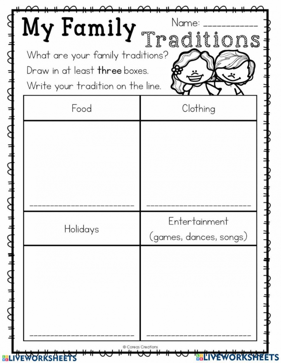 My family traditions worksheet  Live Worksheets