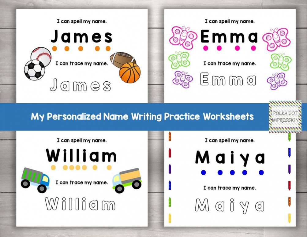 My Personalized Name Writing Worksheets Learn to Spell My - Etsy