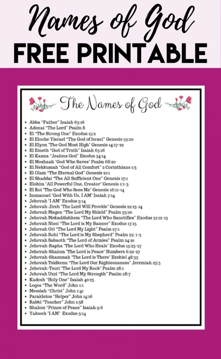 Names of God Plus! Get a Free Printable  Names of god, Free