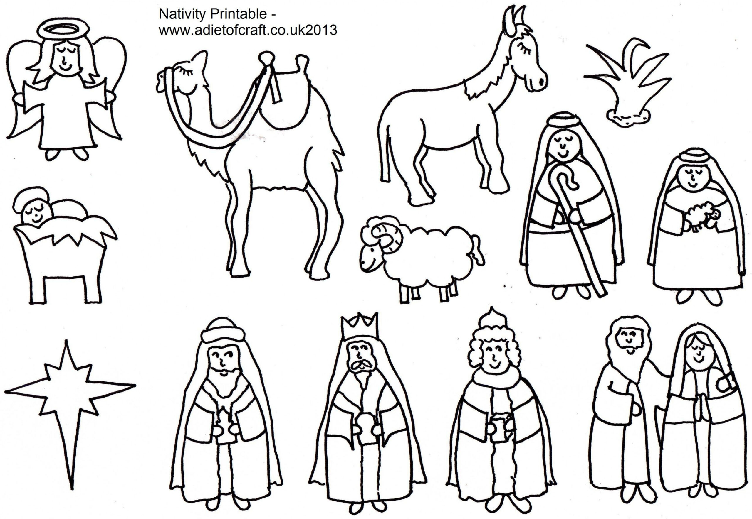 Nativity Scene Coloring Pages Printables  Nativity coloring