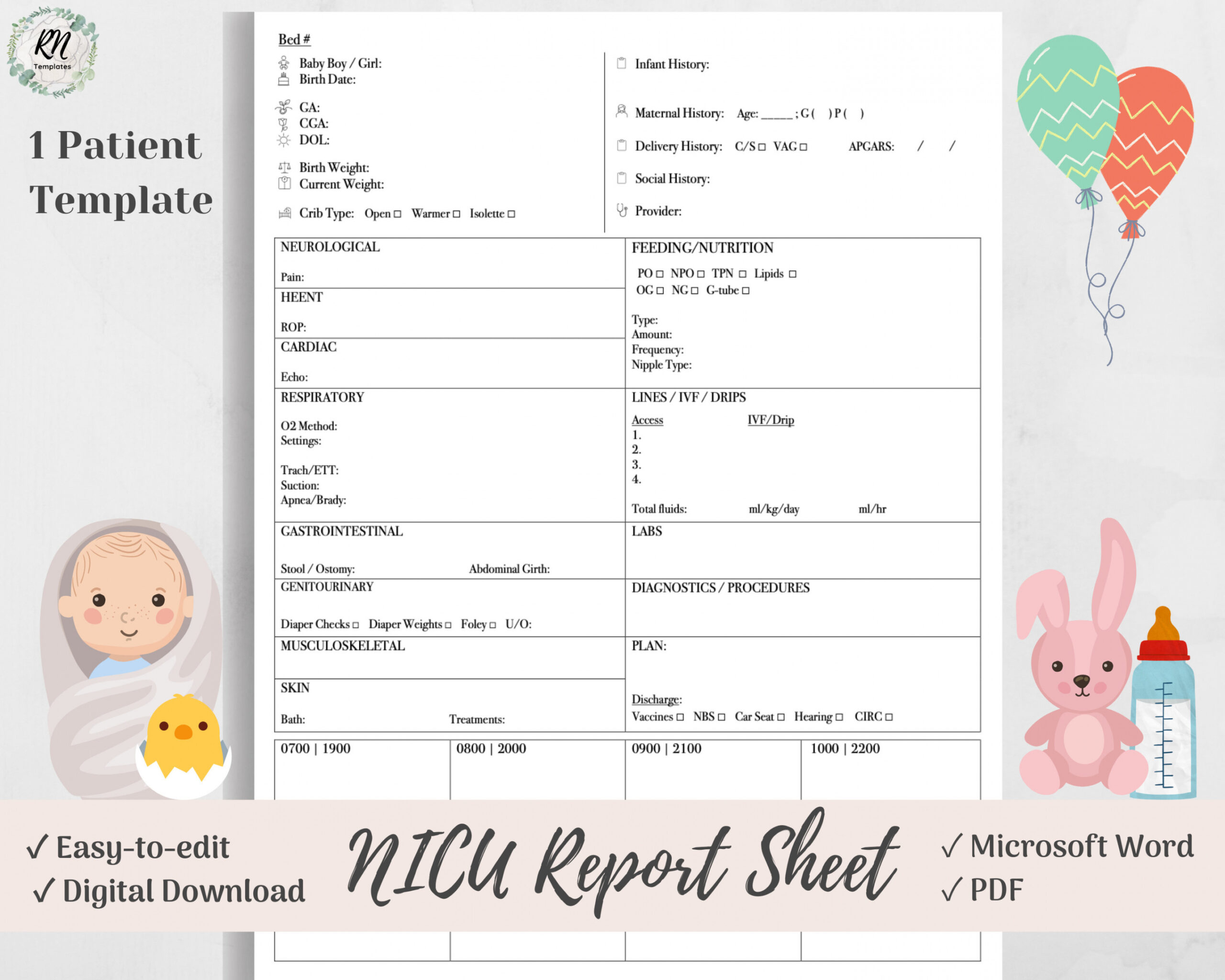 NICU Report Sheet Baby Nurse Brain Neonatal Nursing - Etsy