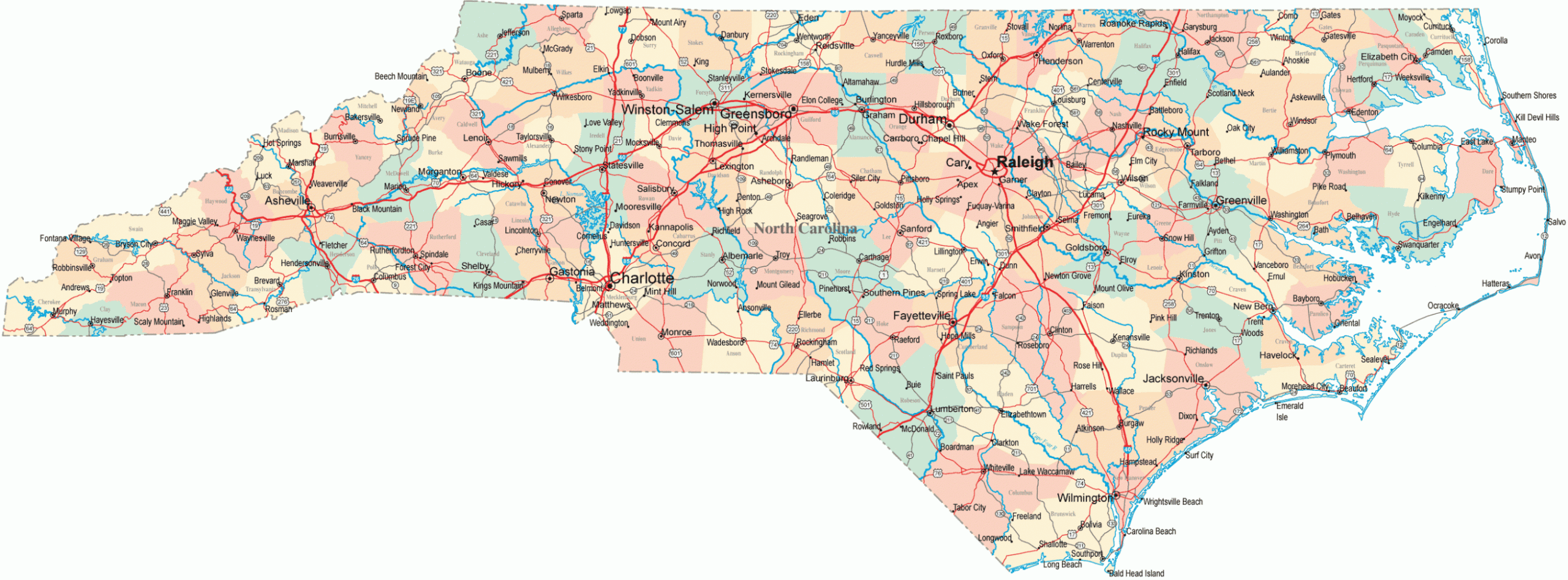 North Carolina Road Map - NC Road Map - North Carolina Highway Map