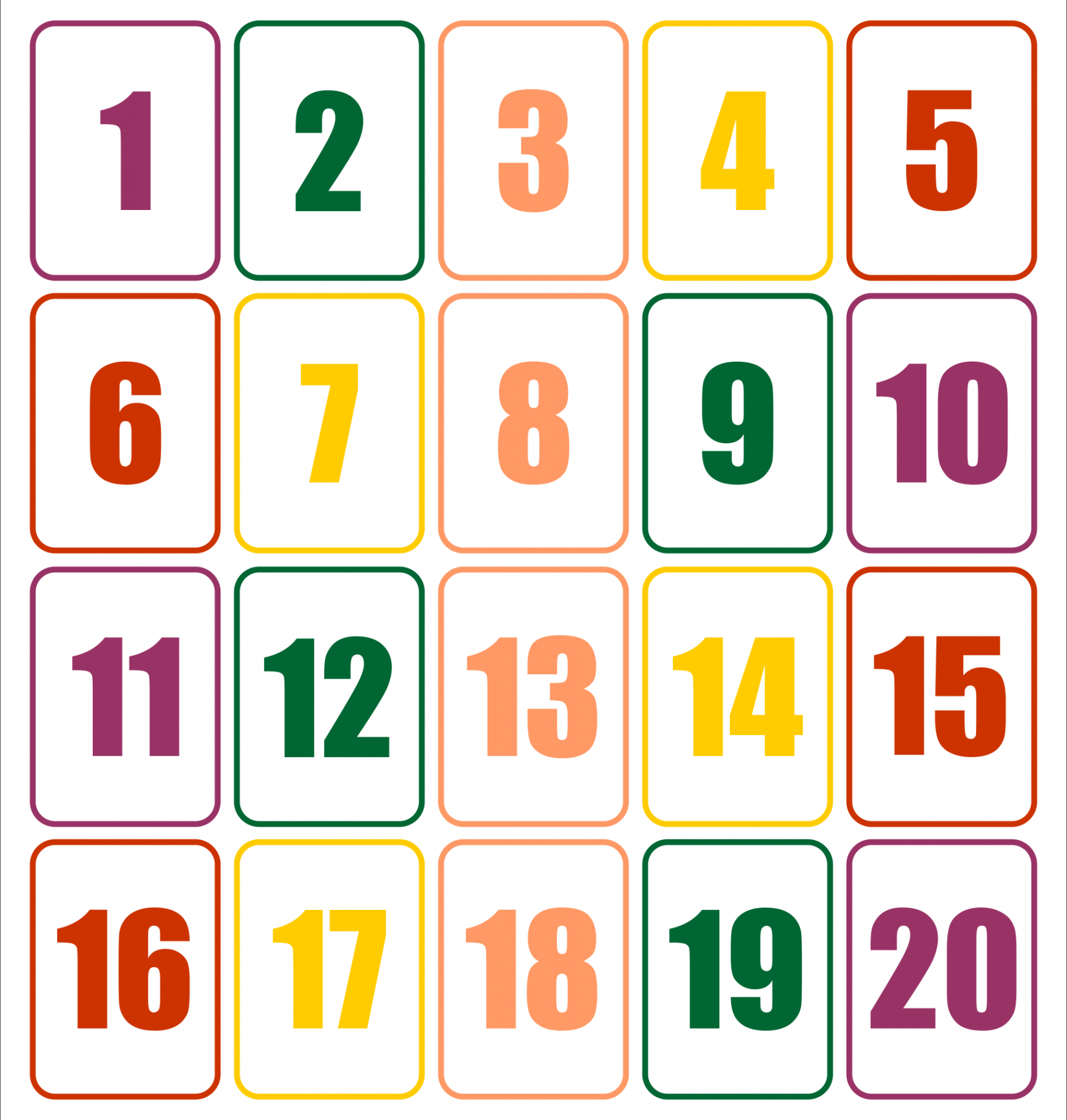 Number Cards -  Printable numbers, Large printable numbers