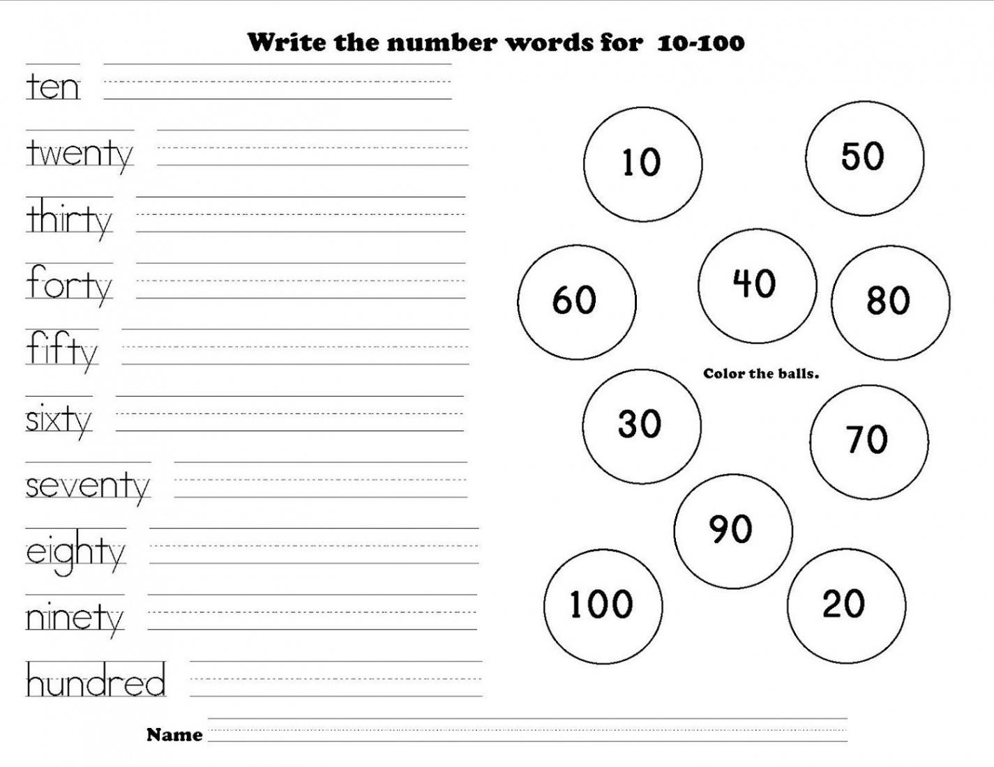 number worksheets -00 word  K Worksheets  Number words