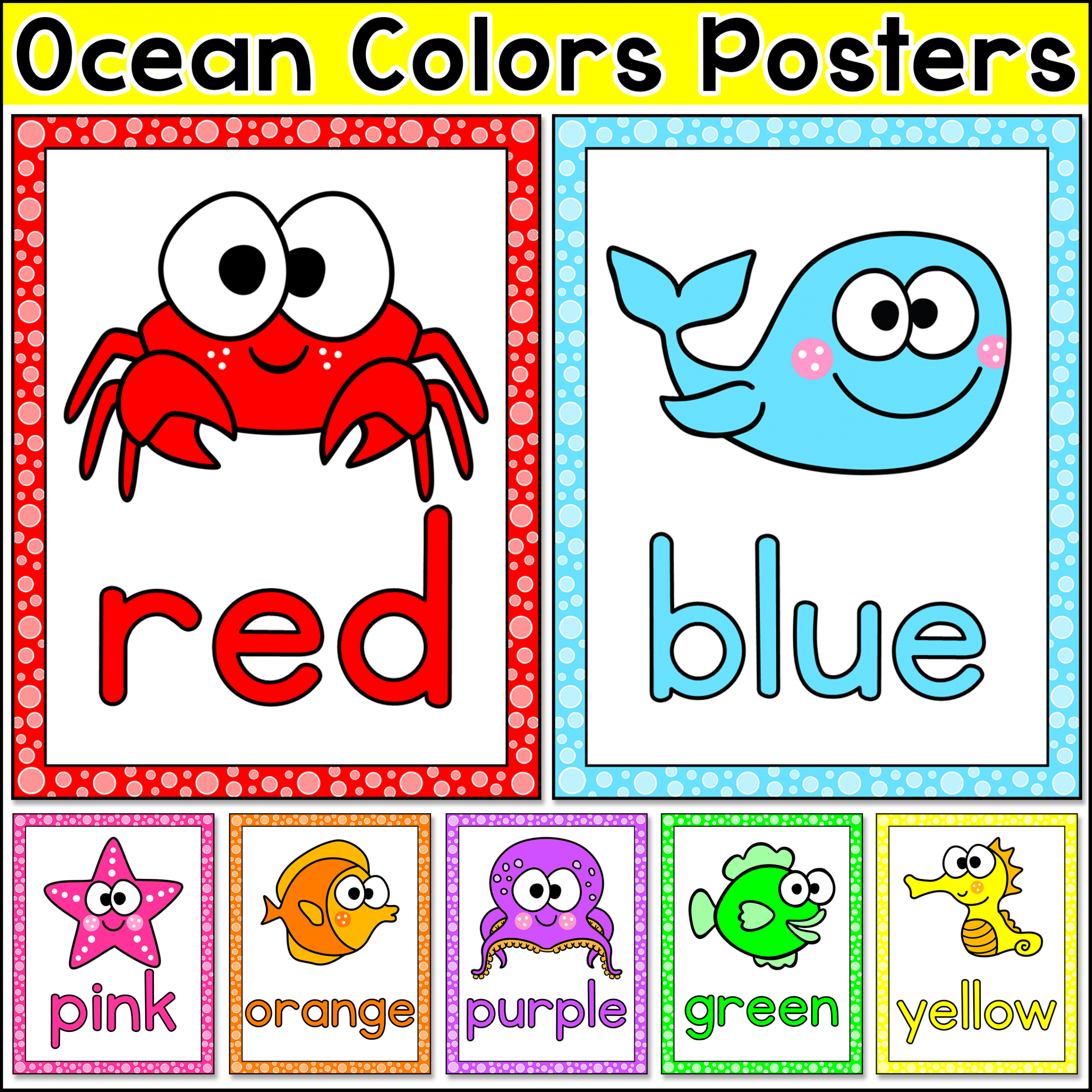 Ocean Theme Colors Posters - Editable Under the Sea Classroom