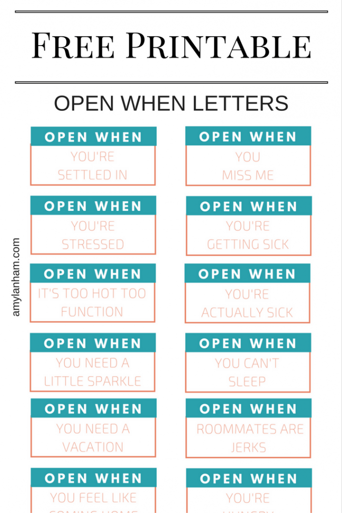 Open When Printable  Open when letters, Open when letters for