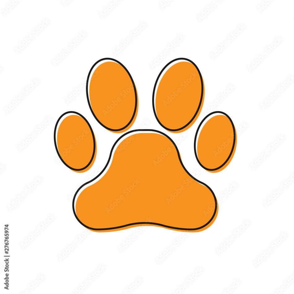 Orange Paw print icon isolated on white background