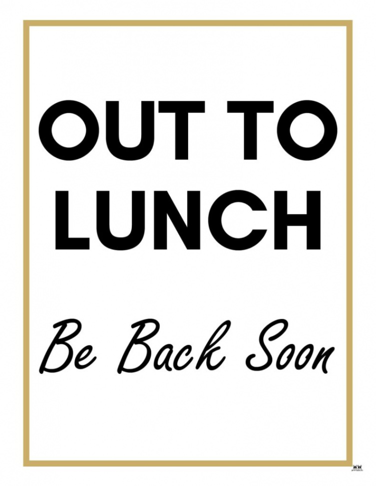 Out To Lunch Signs -  FREE Signs  Printabulls