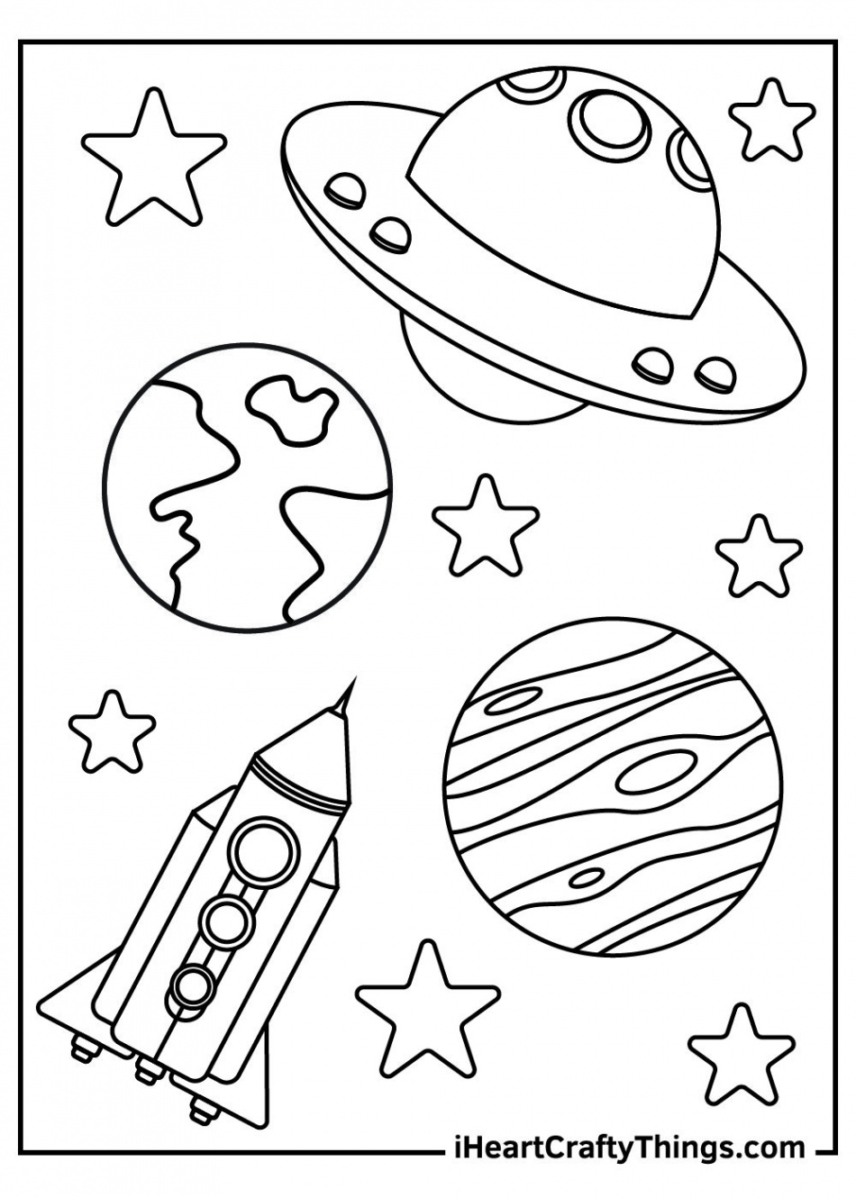 Outer Space Coloring Pages  Space coloring pages, Planet coloring