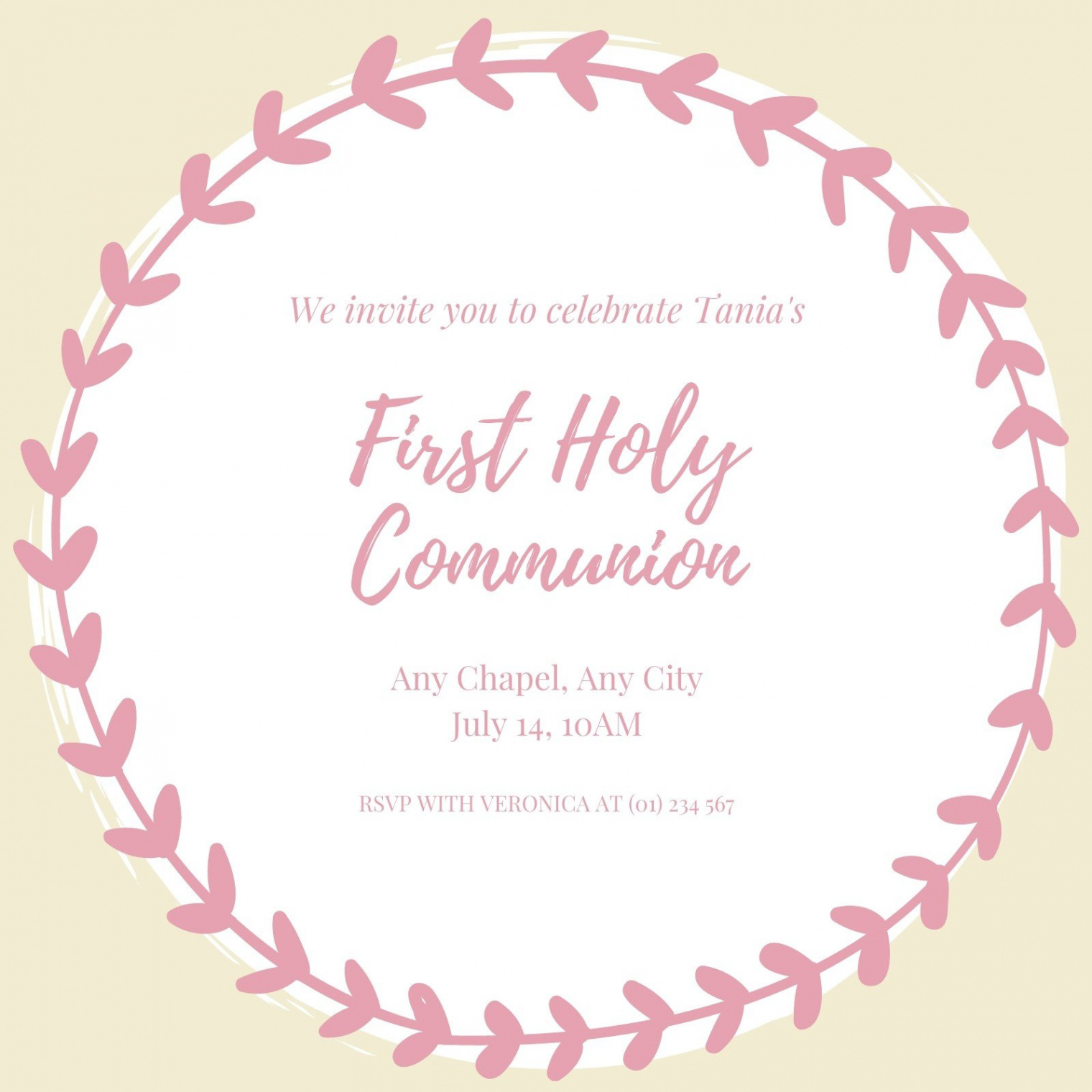 Page  - Free custom printable First Communion invitation