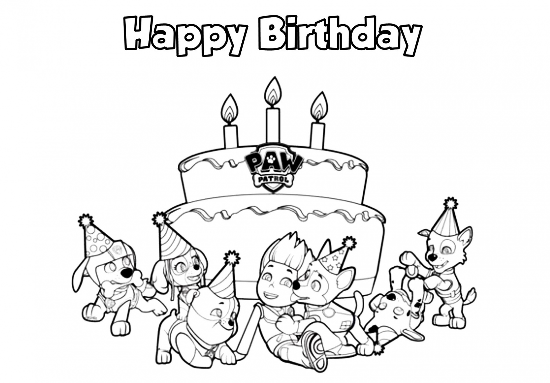 Pat Patrouille : Happy Birthday - Paw Patrol Kids Coloring Pages