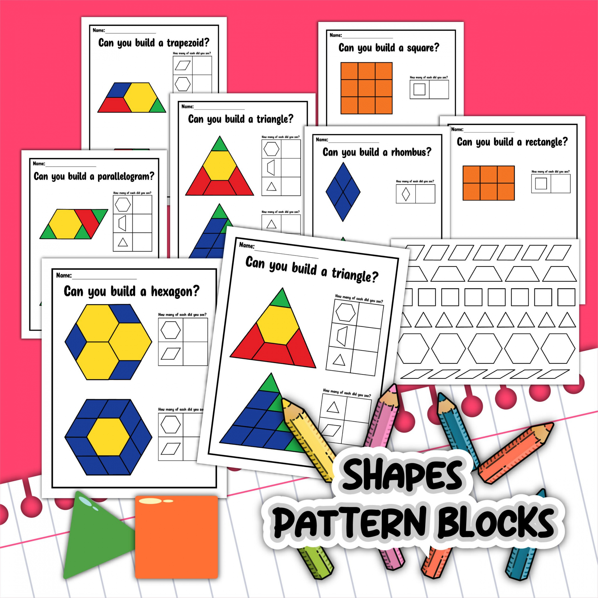 Pattern Block Printables For Shapes - Teaching Mama