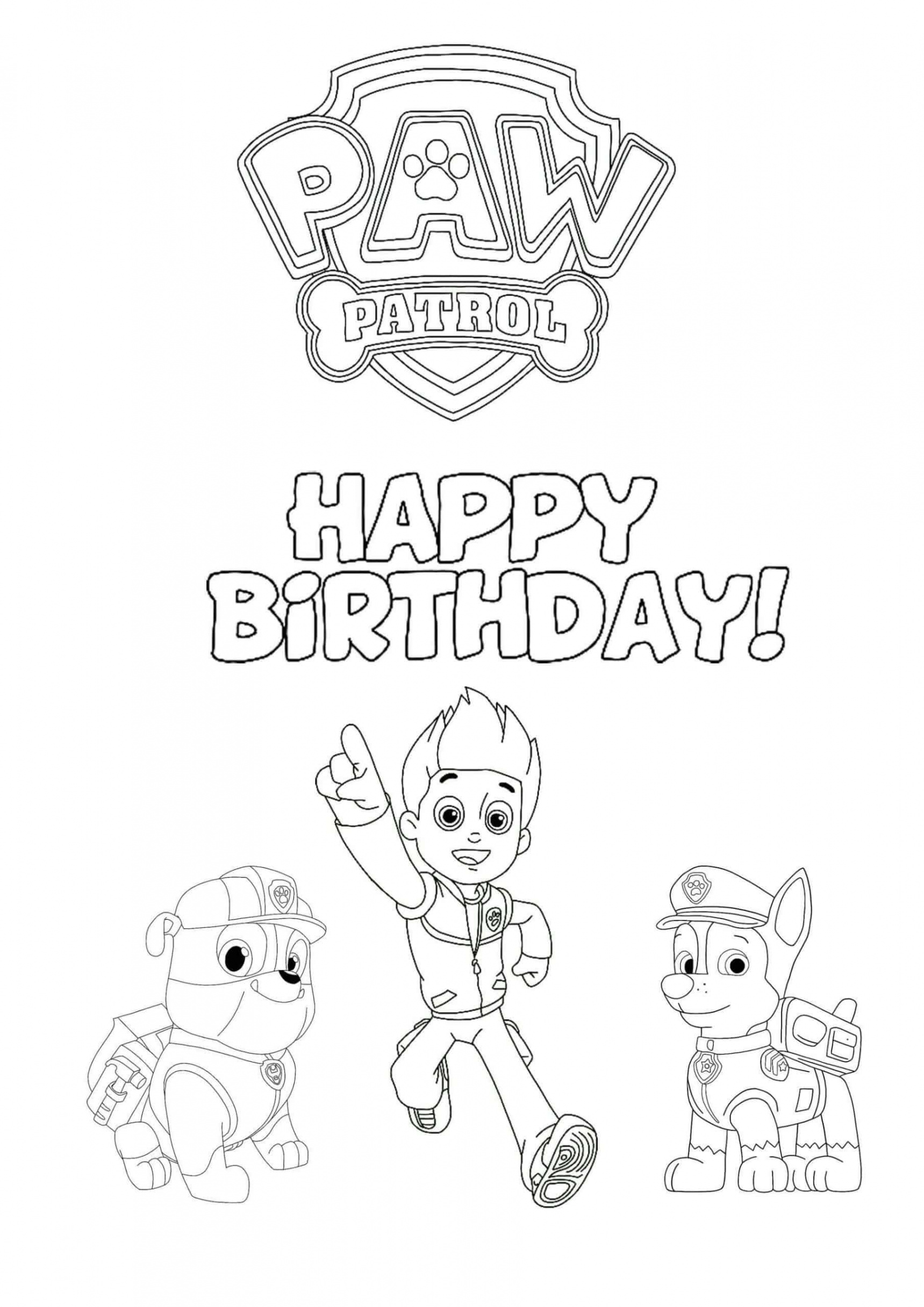 Paw Patrol Happy Birthday coloring page  Birthday coloring pages