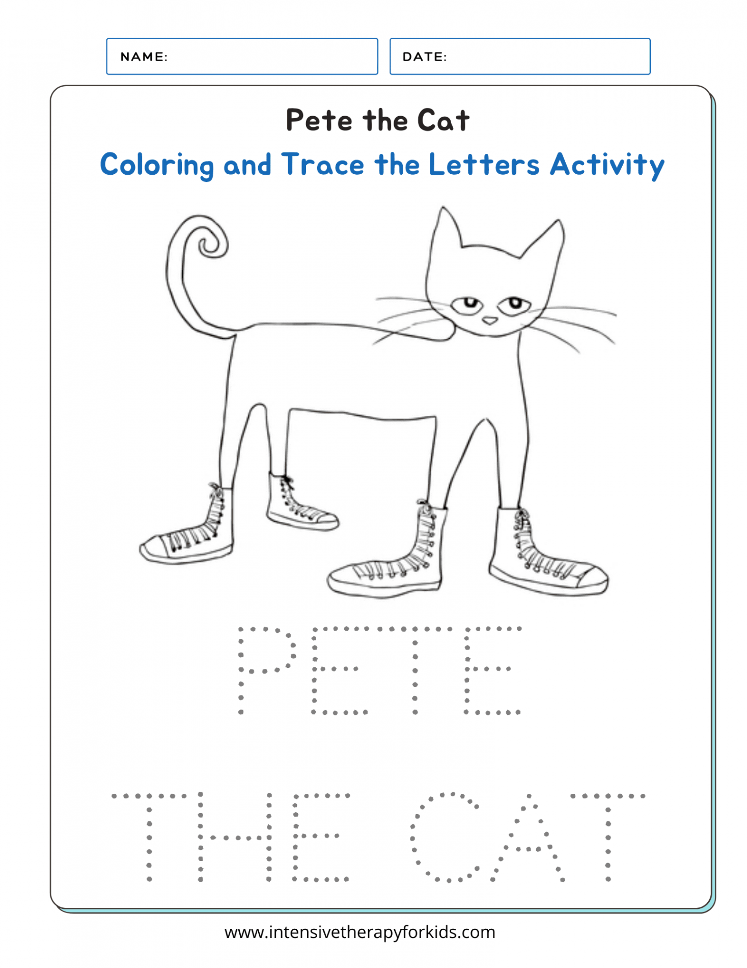 Pete the Cat Read Aloud – “I Love My White Shoes” (Printable