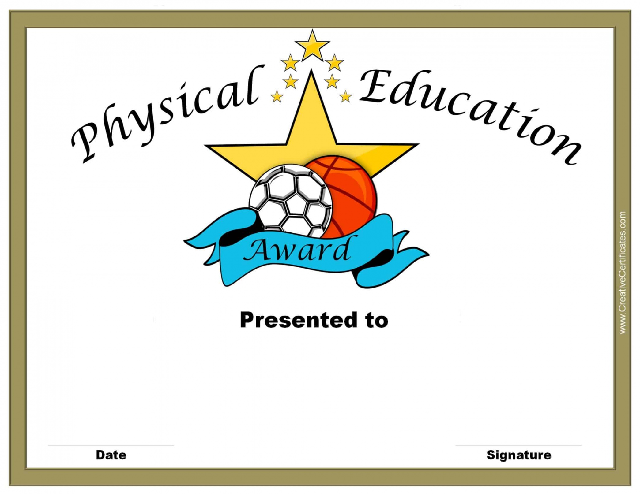 Physical Education Awards and Certificates - Free