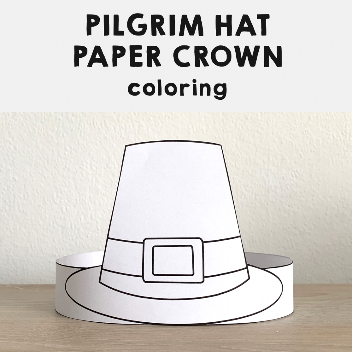 Pilgrim Hat Paper Crown Printable Coloring Thanksgiving Craft Activity