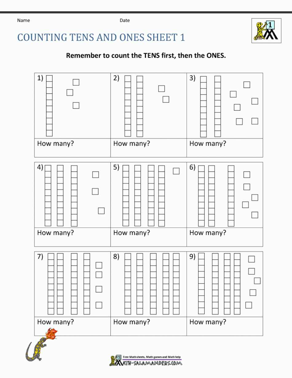 Place Value Ones and Tens Worksheets